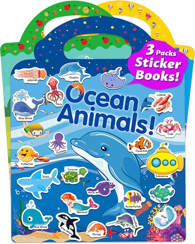 Walenced Reusable Sticker Book for Toddlers, Stickers for Kids, Toddler Toy | Toddler Craft Activities, Toddler Travel Toys, Boy Girl Birthday Gifts, Airplane Travel & Road Trip Essentials Kids