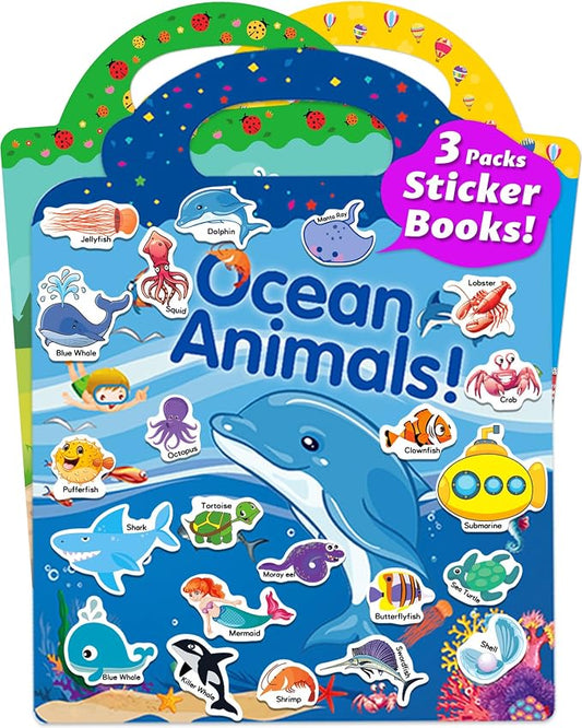 Walenced Reusable Sticker Book for Toddlers, Stickers for Kids, Toddler Toy | Toddler Craft Activities, Toddler Travel Toys, Boy Girl Birthday Gifts, Airplane Travel & Road Trip Essentials Kids
