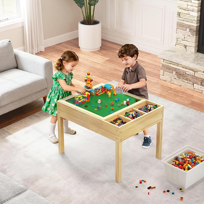 GDLF Sensory Light Table for Kids, 3-in-1 Activity Table with Storage | Interchangeable tops support brick play, tracing and art; 3-color dimmable LED, side bins and paper roll holder for ages 3+
