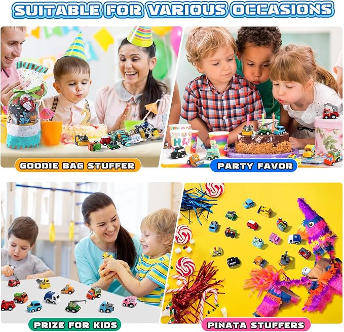Fajiabao 18 PCS Pull Back Toy Cars for Toddlers | Mini Toy Trucks and Vehicles Set for Kids Party Favors Pinata Stuffers Goodie Bag Fillers Birthday Gifts for Boys and Girls
