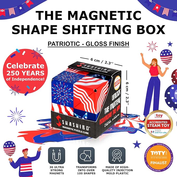 Shashibo DODECA Magnetic Puzzle Cube, Stress Relief Fidget Toy | 100+ Possible Shapes, Sensory Fidget Toy For Adults & Kids, Fun Shape Shifting Puzzle Box For All Ages