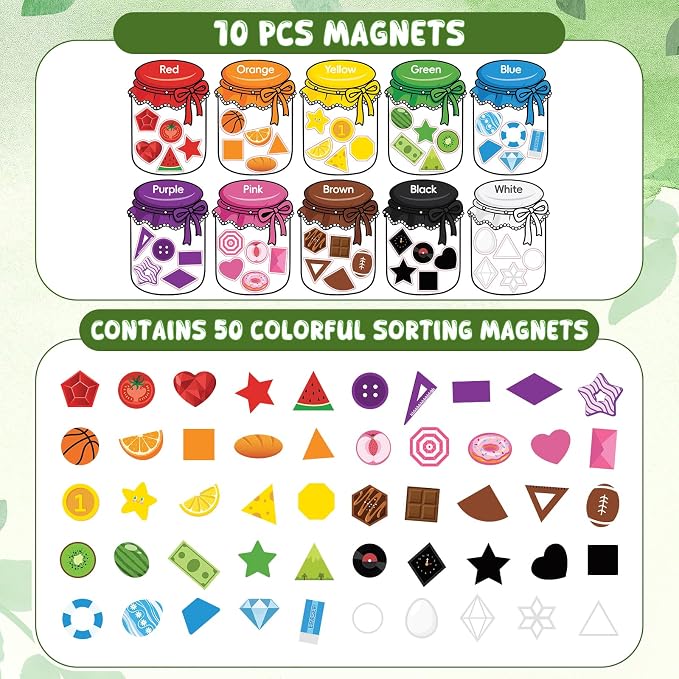10Pcs Magnetic Color Sorting Cute Shape Fridge Magnets for Kids | 60 Fridge Magnet Soft Magnets for Early Education Color Sorting Fine Motor Skills Boys Girls Gifts