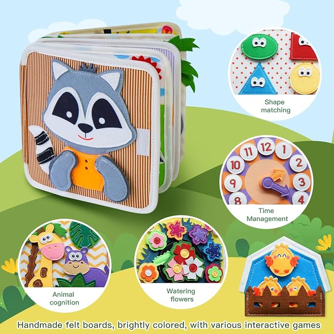 Busy Books for Toddlers 1-3, Montessori Toys, Sensory Activity Busy Boards | Toddler Toys, Felt Busy Books, Travel Toys for Boys and Girls, Gifts for Toddlers, Early Education Toys