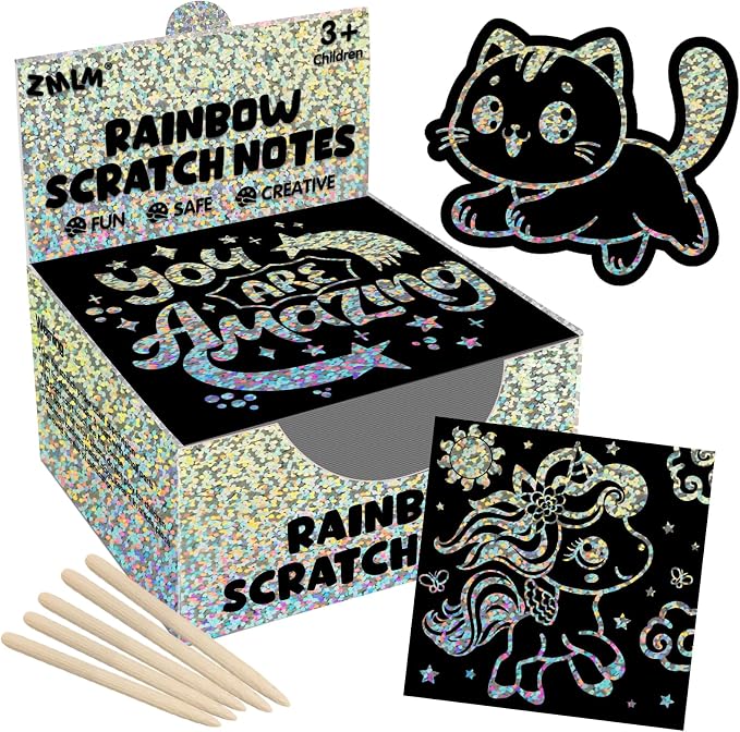 ZMLM 165 Pcs Rainbow Scratch Paper Art Notes - Crafts for Kids Ages 4-8 | Mess Free Classroom Prizes,1st 2nd 3rd Grade School Activity Bulk, Back to School Gifts for Students from Teacher