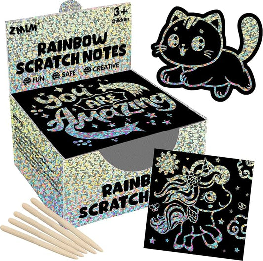 ZMLM 165 Pcs Rainbow Scratch Paper Art Notes - Crafts for Kids Ages 4-8 | Mess Free Classroom Prizes,1st 2nd 3rd Grade School Activity Bulk, Back to School Gifts for Students from Teacher