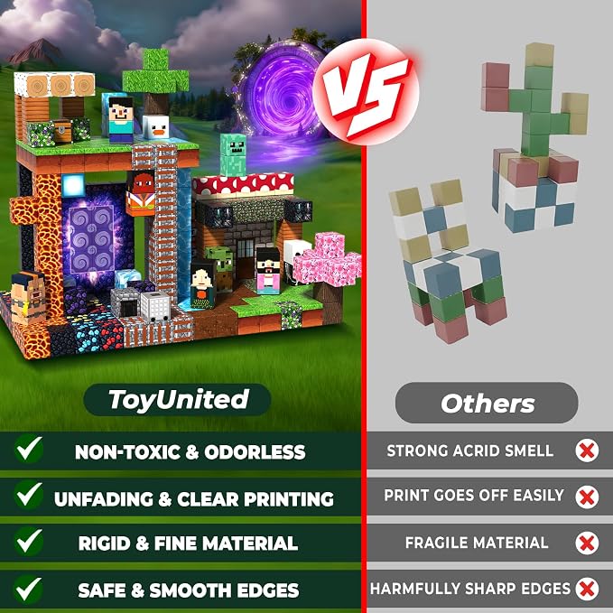 ToyUnited 300PCS Magnetic Blocks - Magnet Building Blocks, Stacking Magents Cubes Toys Adventure Set Theme, STEM Montessori Sensory Toys for Kids Boys and Girls Ages 3 4 5 6 7 8 9 10+ Birthday Gifts