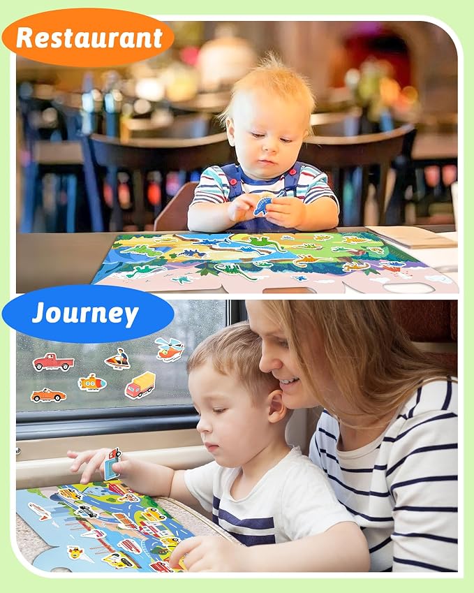 Benresive Reusable Sticker Book for Toddlers, Stickers for Kids, Travel Toy | Toddler Toys, Boys Girls Birthday Gifts, Airplane & Road Trip Essentials Kids, No Mess Waterproof Toddler Crafts Activities