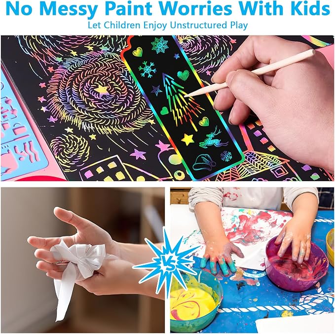 PEASUG Scratch Art for Kids, 40 Sets in 5 Styles Scratch Art Bookmarks | Rainbow Scratch Art Bookmarks, Bulk Magic Scratch Paper for Kids, DIY Crafts, Birthday Party Favors, Classroom Activities