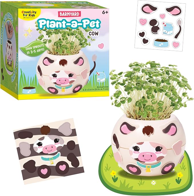 Creativity for Kids Plant-a-Pet Barnyard Pig Kit | Decorate, Plant & Grow Your Own Pet | Chia Seed Gardening Craft | Spring Crafts & Screen-Free Kids Activity (Ages 6+)