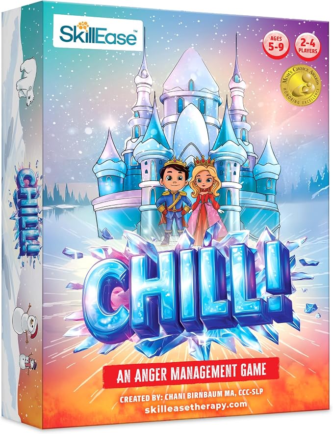 SkillEase CHILL Anger Management for Kids, Ages 5-9, Therapy Games, Social Emotional Learning, Fun Social Skills Board Game for Therapists & Families