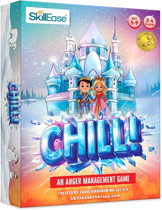 SkillEase CHILL Anger Management for Kids, Ages 5-9, Therapy Games, Social Emotional Learning, Fun Social Skills Board Game for Therapists & Families