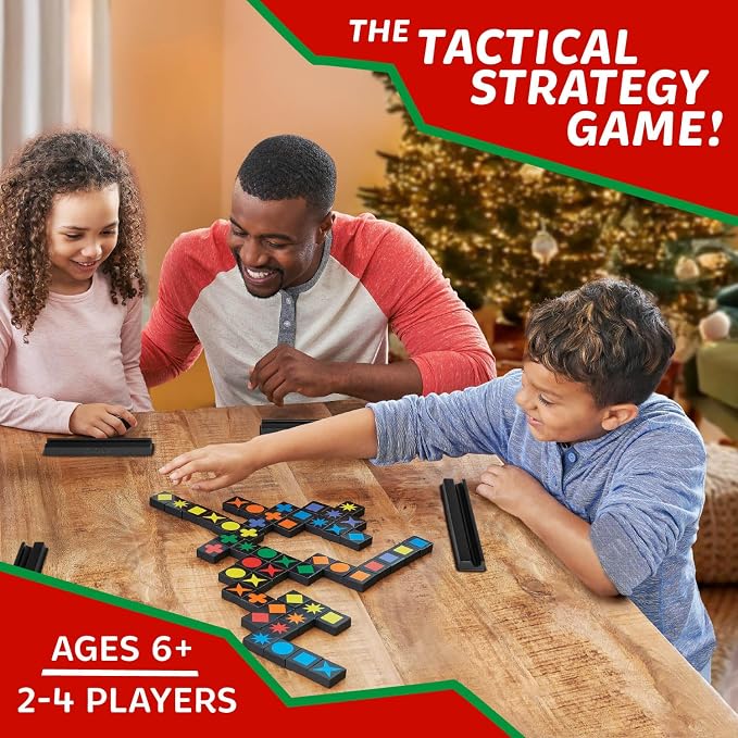 MindWare Qwirkle with Trays Strategy Board Game, 108 Wooden Tiles | Match colors and shapes to score in this family strategy game for 2-4 players. Includes 4 storage trays, ages 6+