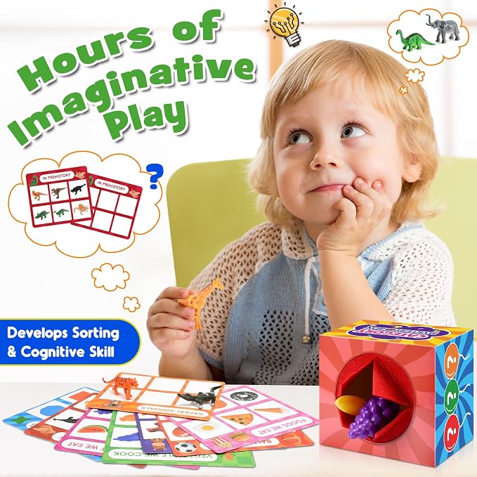 Montessori Sensory Toys for 3-8 Year Olds | 58-Piece Learning & Sorting Games with Mystery Box | Preschool Activities & Speech Therapy Gifts | Easter Basket Stuffers, Birthday Gifts for Boys & Girls