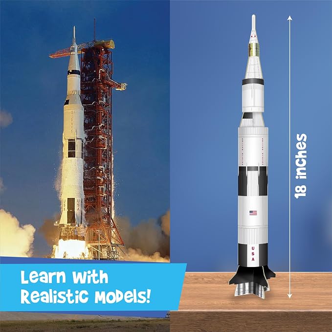 Imagimake Mapology Man's Journey to Moon, Apollo 11 3D Model Kit for Kids | Educational STEM Model Kit, Build Rockets & Satellites, Back to School Gift for Boys & Girls Ages 8,9,10,11,12 Years Old