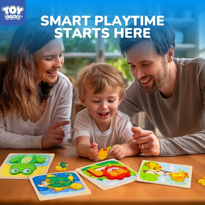 TOY Life Wooden Puzzles for Toddlers 2-4, Montessori Toys for 1 2 3 Year Old Boys Girls, Animals Puzzles Educational Learning Toys 2 Year Old, Birthdays Gifts Toy for 2 Year Old Girl Boy