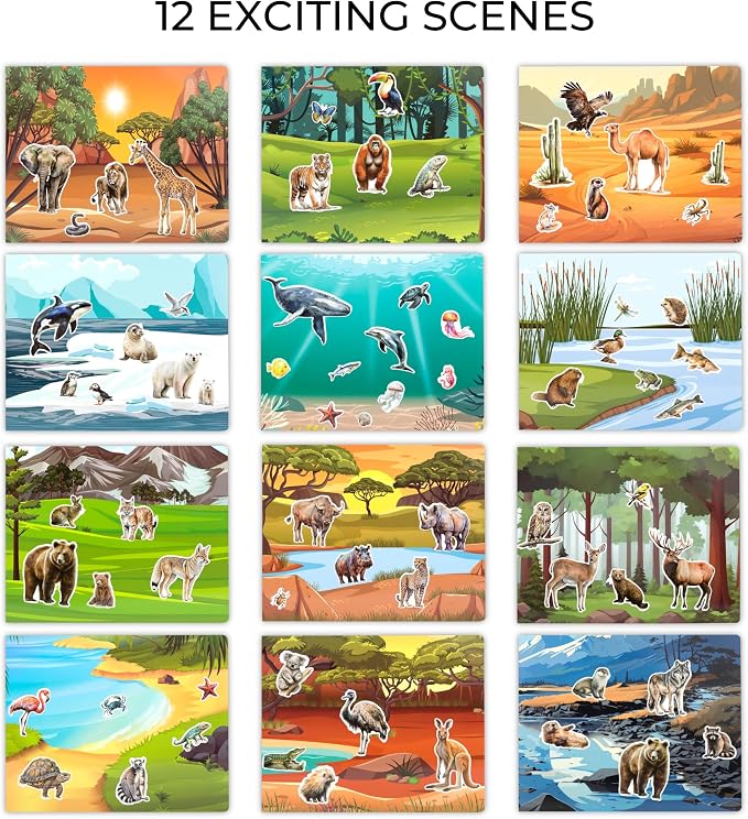 Fun Sticker Book for Toddlers 2-4 Years - Kids Activity Book with 12 Themes | Beautiful Stickers Entertain Girls & Boys Ages 2-4 or 4-8 While Traveling - Incl. Animal and Coloring Pages
