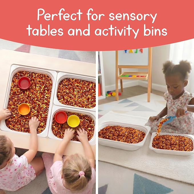 Fall Sensory Play Rice for Kids, 2 lbs – Autumn Sensory Bin Filler for Scooping, Pouring, Sorting & Creative Play – Perfect for Sensory Bins and Tables – Fine Motor Play – Ages 3+