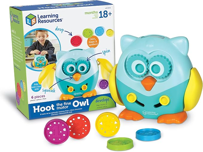 Learning Resources Fine Motor Friends Bundle, Spike The Fine Motor Hedgehog & Hoot The Fine Motor Owl, 2 Pack, Ages 18 mos+
