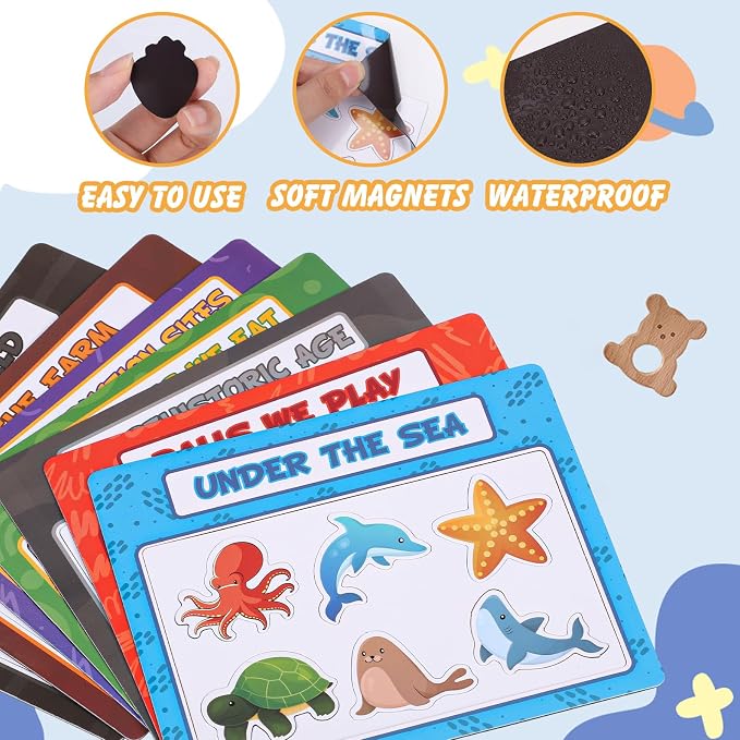 10PCS Magnetic Sorting Toy for Kids, Category Fridge Magnets for Kids | 60 Toddler Soft Magnets for Refrigerator Early Education Toddler Color Sorting Shape Matching Boys Girls Gifts