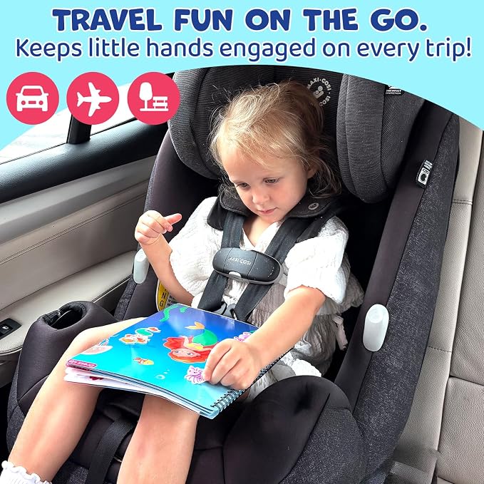 Reusable Sticker Book for Girls - Mermaid Princess Dress Up, 75 Stickers | 75 Washable Jelly Stickers, 7 Play Scenes, Mermaid Travel & Road Trip Toys, Sticker Activity Book for Toddler 1-3 & 2-4