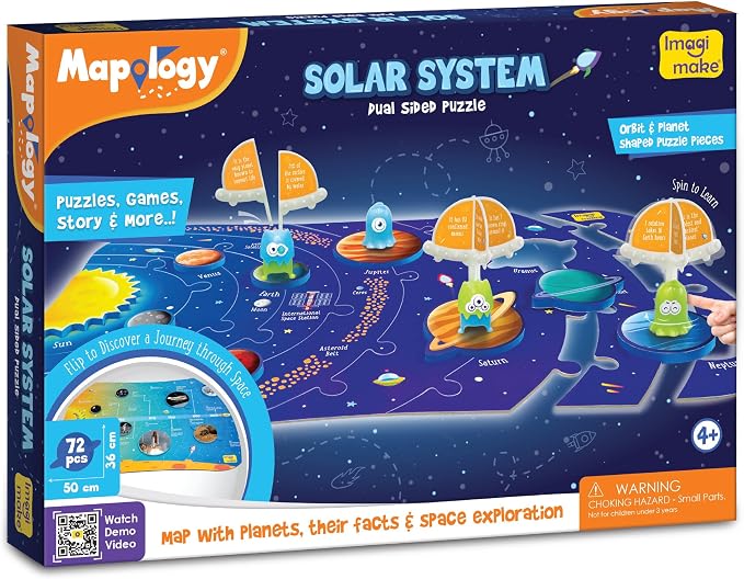 Imagimake Mapology - Solar System Jigsaw Puzzle for Kids Ages 4+ | Educational STEM Toy, 72 Space Facts, Learn About Space & Planets, Back to School Gift for Boys Ages 4,5,6,7,8 Years Old