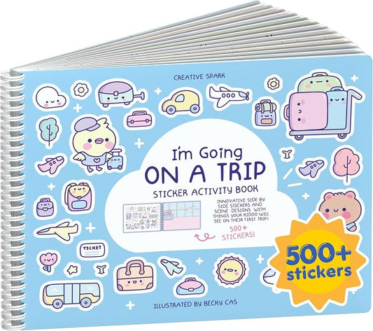 My First Trip 500+ Kids Sticker Book by Cupkin Fun Toddler Travel Activity Coloring and Sticker Book, Road Trip Essentials, 12 Coloring Pages 12 Side by Side Scenes for Ages 2–8 Years