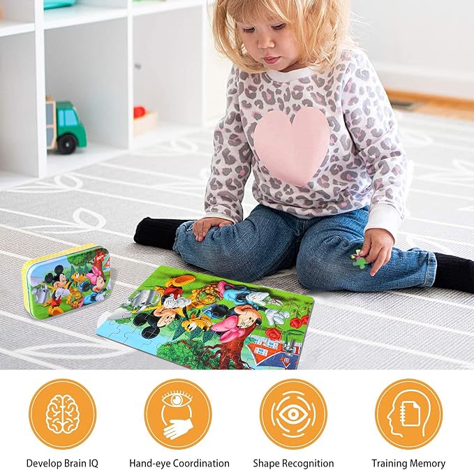 LELEMON Puzzles for Kids Ages 4-6, 60 Piece Puzzles for Kids in Metal Box | Educational Jigsaw Puzzles for Kids Ages 3-5 Kids Puzzles,Childrens Puzzle Games Puzzle Toys for Girls and Boys