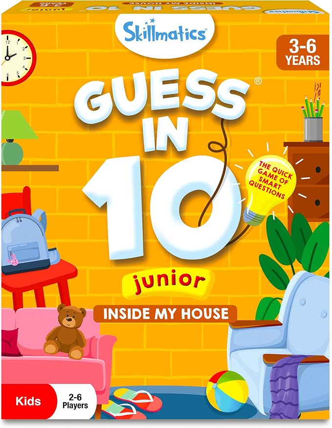 Skillmatics Guess in 10 Junior – Inside My House, Card Game, Gift for Kids | Educational Trivia Game for Preschoolers, Travel Toy & Guessing Board Game, Screen-Free, Boys & Girls Ages 3, 4, 5 & 6