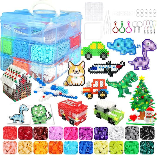 11000 Fuse Beads Kit for Kids-20 Colors 5mm Bead Craft Set with Storage Box, Pegboard, Ironing Paper and Accessories, DIY Craft Kits, Arts and Crafts Set Toys Gifts for Girls & Boys Birthday Christmas