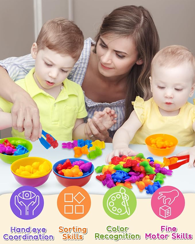 48 Pcs Counting Dinosaurs Toys for Kids 3-5, 4-8, Montessori Learning Toys | Montessori Toys for 3 Year Old, Toddler Sensory Toy, Counting Bears, Preschool Educational Toy for Boys Girls, Birthday Gifts