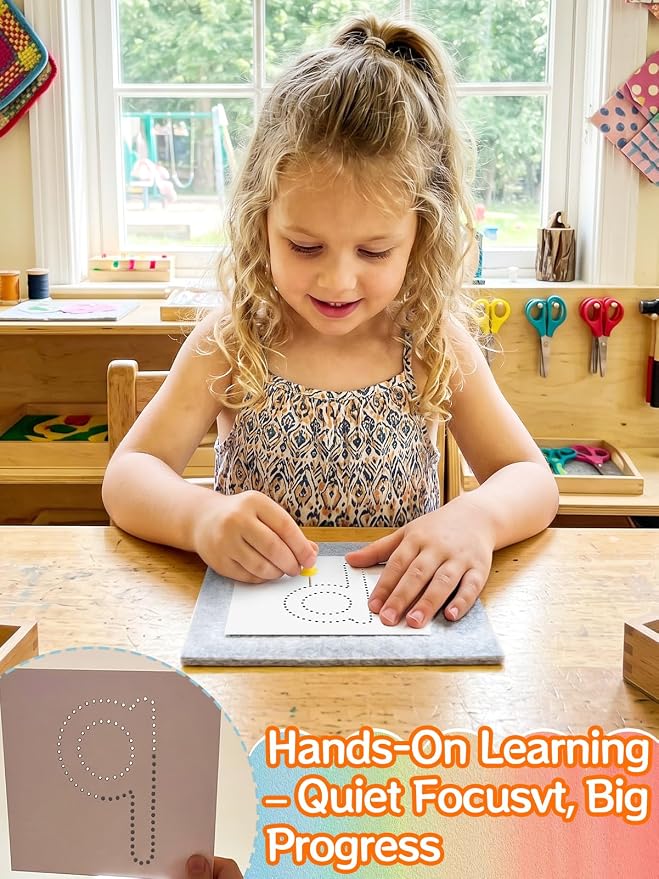 Fine Motor Toys Push Pin Activities for Kids 4 to 6 - Montessori Toys | Pattern Tracing for Finger Grip, Preschool Classroom Must Haves Learning Activities, Early Childhood Education Materials