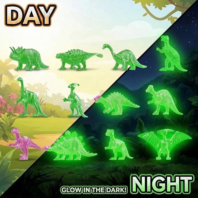 12 Glow in The Dark Dinosaur Eggs, Excavation Kit with Magnifier | Dig Kit Toys for Kids, Easter Basket Stuffers, Science STEM Party Favor Gifts for Boys Girls Age 3 4 5 6 7 8 9 10 + Years Old