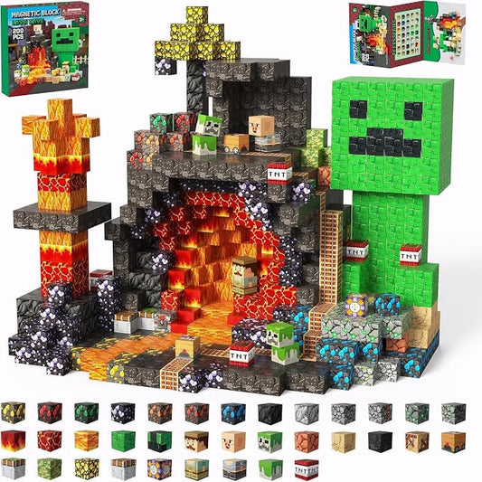 Magnetic Building Blocks STEM Toy Magnet Cubes for Kids 4-12 | Magnetic Cubes, 0.8 inches Building Blocks, Christmas Birthday Gifts for Kids Boys Girls Cave-200pcs