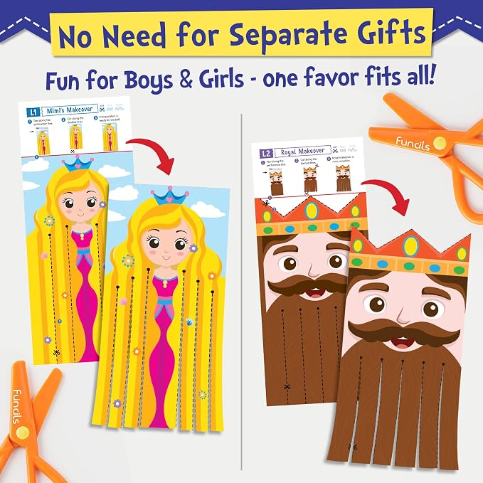 Funcils 15 Educational Kids Party Favors, Scissor Craft Kits, Age 3 4 5 6 7 | Scissor Skills Craft Activity Kits with Book, Scissors & Glue - Birthday Goodie Bags Stuffers, Classroom Gifts for Boys Girls
