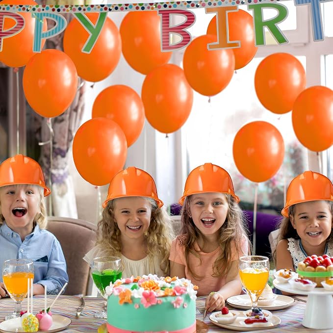Sumind 48 Packs Construction Party Hats Kids Plastic Worker Helmet Bulk Toy for 3-8 Years Children Dress up Party Supplies(Orange)