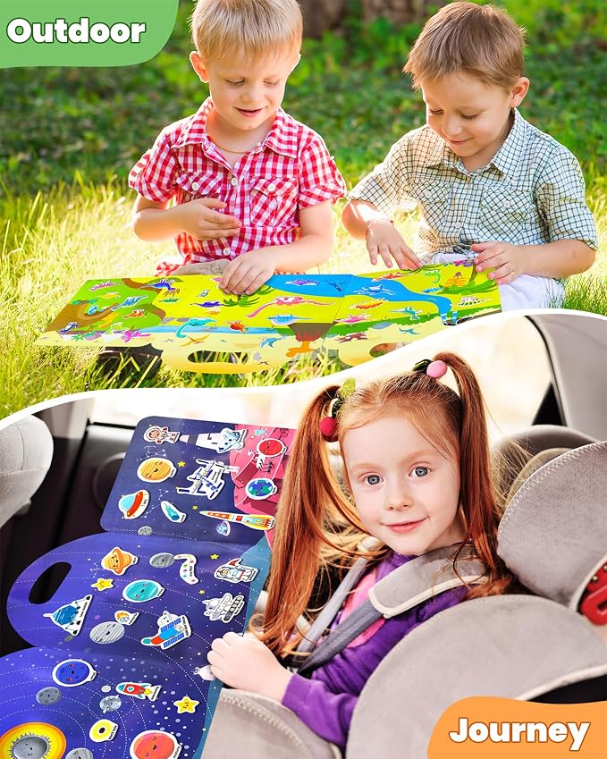 Walenced Reusable Sticker Book for Toddlers, Stickers for Kids, Toddler Toy | Toddler Craft Activities, Toddler Travel Toys, Boy Girl Birthday Gifts, Airplane Travel & Road Trip Essentials Kids