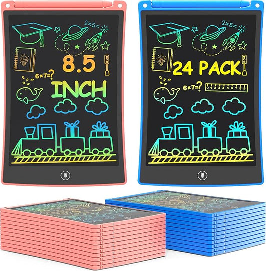 bravokids 24 Pack LCD Writing Tablet with Stylus, 8.5 inch Colorful Doodle Board Drawing Pad for Kids, Travel Games Activity Learning Toys, Birthday Gift for Age 3 4 5 6 7 8 Year Old Boys Girls