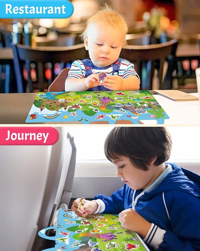 Benresive Reusable Sticker Book for Toddlers, Travel Stickers for Kids | Toddler Travel Activities Toys, Birthday Gifts for Boys & Girls, Airplane Travel & Road Trip Essentials Kids