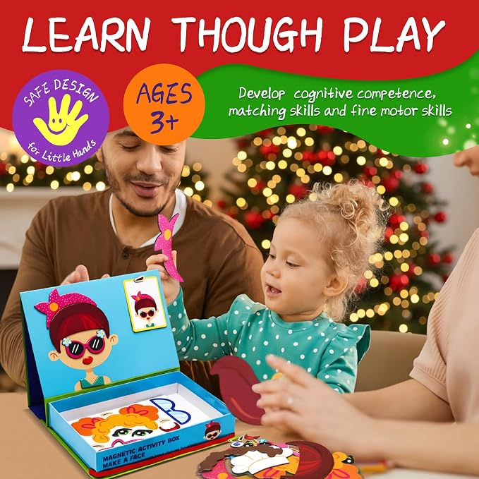 Magnetic Puzzles for Kids- Educational Magnetic Book, Crazy Face Dress-Up Game & Preschool Toddler Learning Activities, Travel-Friendly STEM Toy, Fun Fridge Magnets for Toddlers 1-3 3-12
