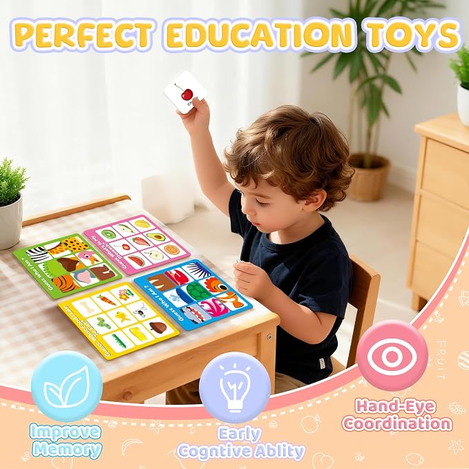 Magnetic Feature Matching Game Set with 4 Sortiing Mats, Memory Game for Kids Ages 2-4, Toddlers Sorting Toys for Kids 3 4 5, Special Education Classroom Supplies