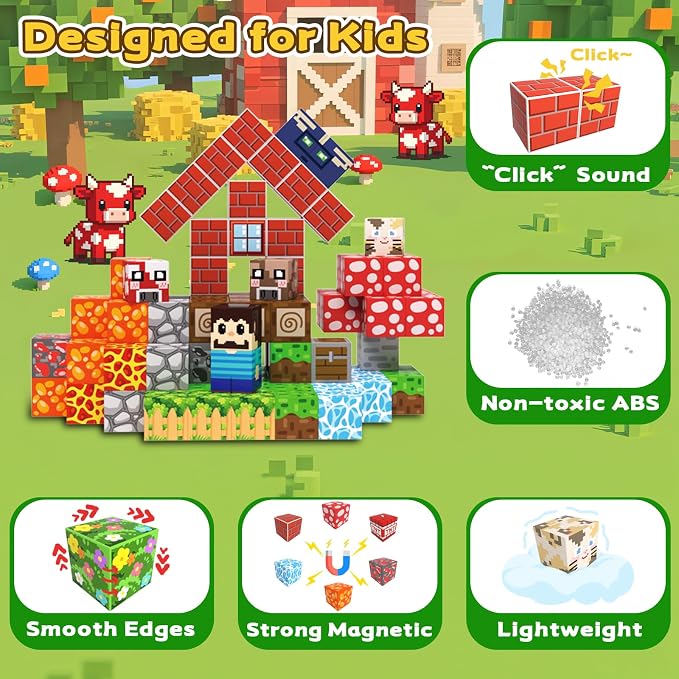 Magnetic Blocks, 208PCS Toys Building Cube Birthday Gifts for Kids | Magnetic Cubes, 0.8 inches Building Blocks, STEM Construction Toys Christmas Birthday Gifts for Kids Boys Girls