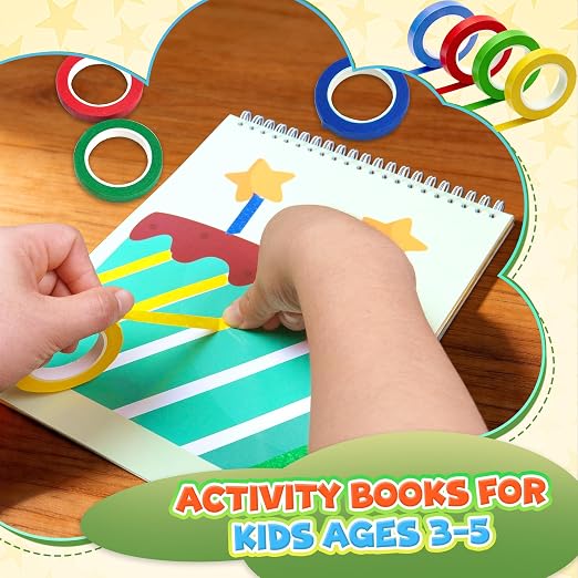 Tape Activity Books for Kids Age 3-5, Airplane Essential Travel Toys Road Trip Activities for Toddlers Preschool Classroom Must Have Supplies Quiet Car Ride Toys Girl Gifts for Kid Boy Toy Family Game