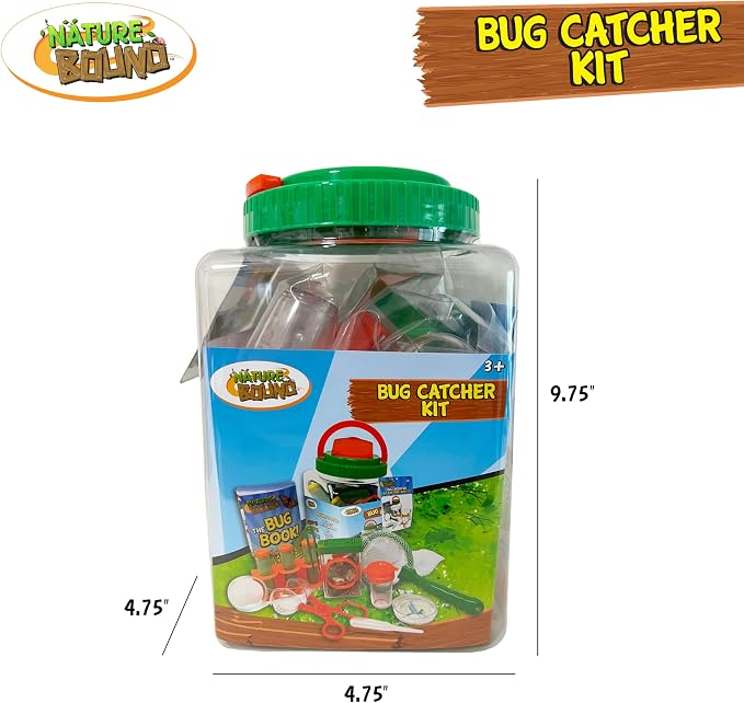 Nature Bound Bug Catcher Kit - 20 Piece Outdoor Exploration Set for Kids - Educational & Fun - Safe Insect Catch & Release with Bucket, Net, Magnifier & More - Great Gift for Young Explorers