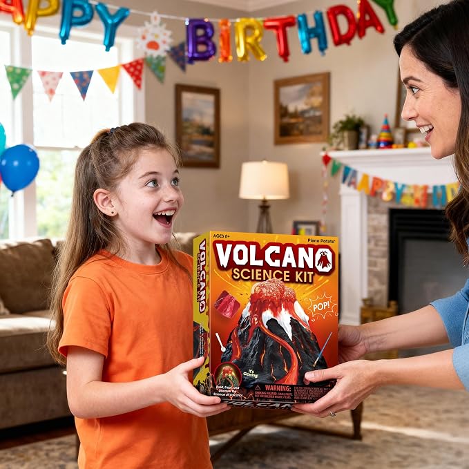 Volcano Science Kit, Kids Erupting STEM Experiment Set | Make a volcano erupt! Science experiment kit with non-toxic materials. Fun STEM project for kids, great educational gift.