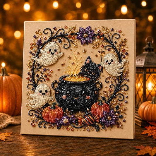 Halloween Pearl Art Kit for Adults, DIY Fall Craft (Goblin) | Create textured Halloween decor through a screen-free, beginner-friendly craft activity.