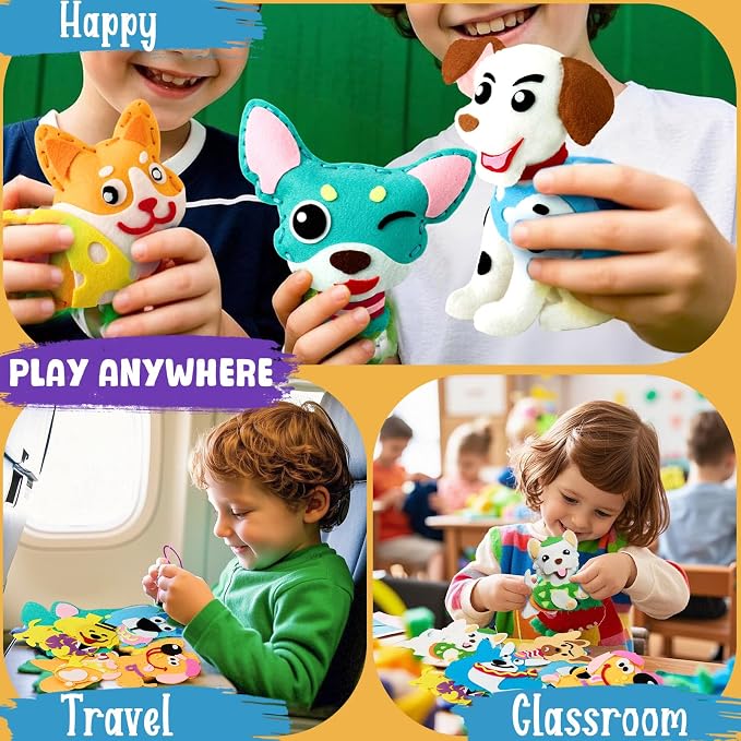 Toylink Dog Sewing Kit for Kids Beginners, 12-in-1 Sew Your Own Felt Puppy Craft Kit for Kids Girls Boys 6-8, 8-12, Fun and Educational Girls Birthday Gift Ideas