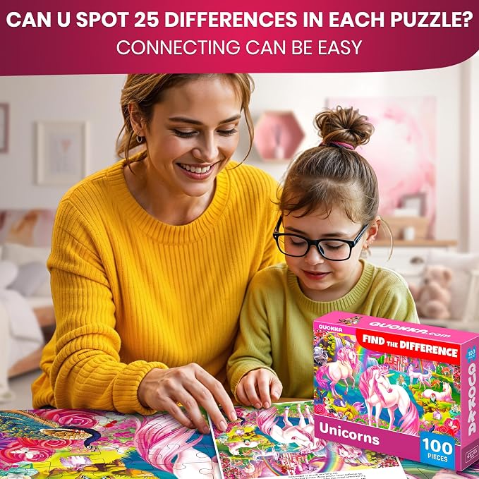 100 Piece Puzzles for Kids Ages 6-8 - 4 Jigsaw Kids Puzzles Ages 4-6 | Search and Find Unicorn Princess Mermaid Toys - Kids Puzzles Ages 8-10 - Educational Game Gift for Boys and Girls