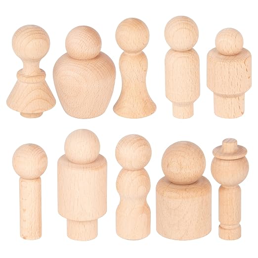 tickit Wooden Community Figures, Set of 10, for Ages 18m+ | Wooden Peg Dolls for Kids, 10 Different Shapes, Loose Parts Wooden Toys for Toddlers