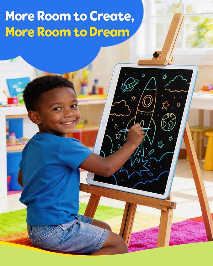 20inch LCD Writing Tablet with Stylus, Erasable Doodle Board Mess Free Drawing Pad for Kids, Car Trip Educational Toys Birthday Christmas Gift for 3 4 5 6 7 Girls Boys（Blue）