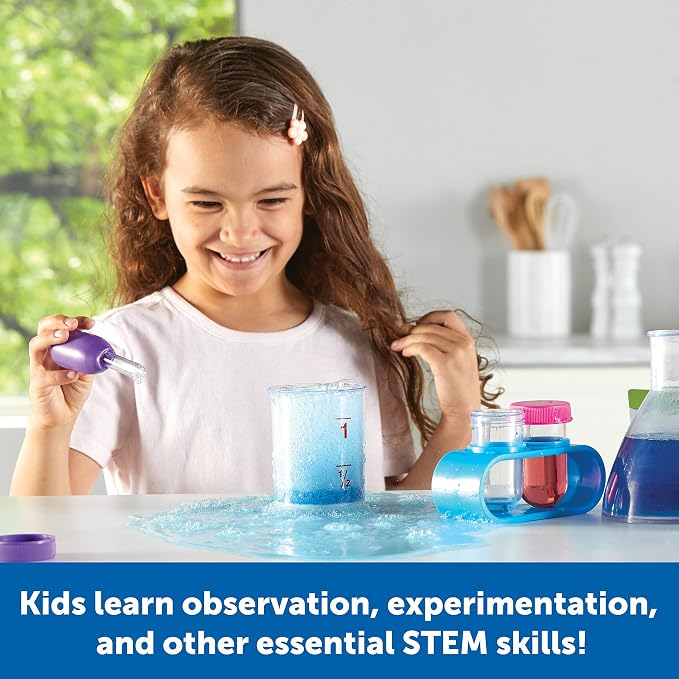 Learning Resources Primary Science Lab Set, Pink | Experimentation and Observation for Kids, STEM Projects, Science Kits, Pretend Play Scientists, Toddler Chemistry Toy